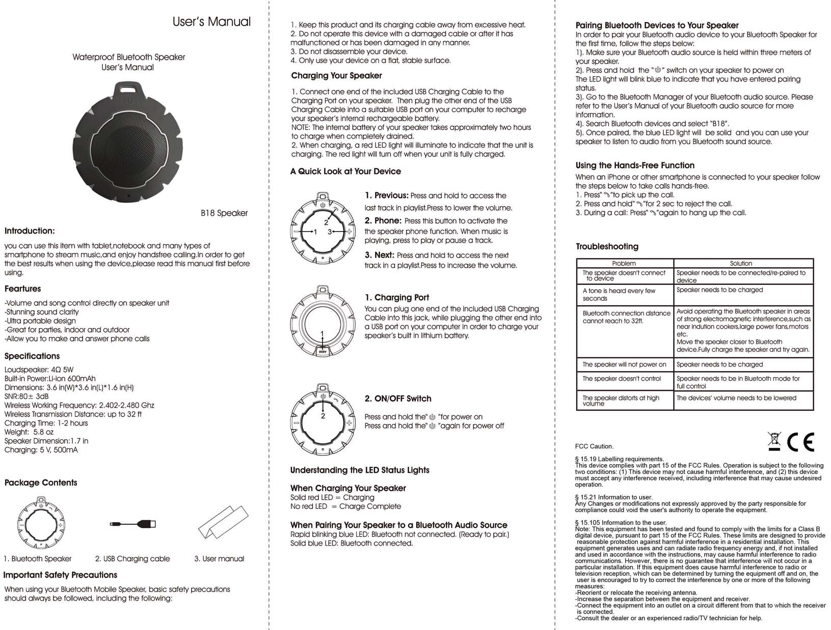 FCC ID 2AAWE-SS80 Users Manual