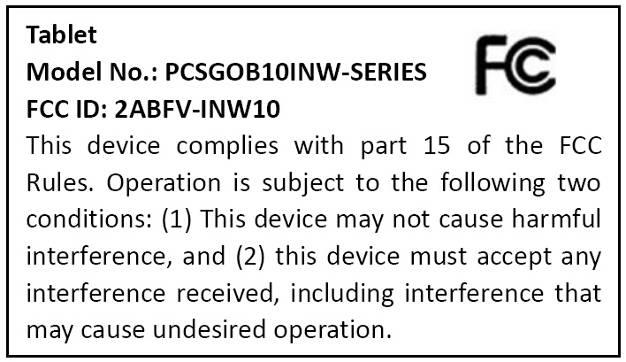 FCC ID 2ABFV-INW10 ID Label Location Info