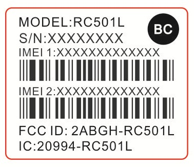 FCC ID 2ABGH-RC501L ID Label Location Info