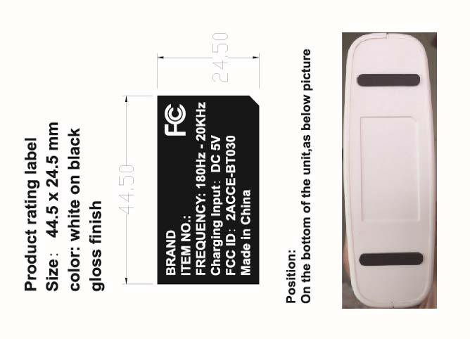 FCC ID 2ACCE-BT030 ID Label Location Info
