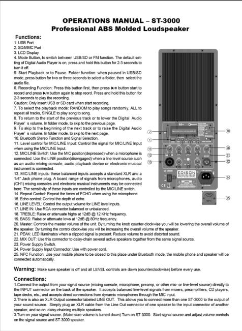 FCC ID 2ACF2ST-3000 Users Manual