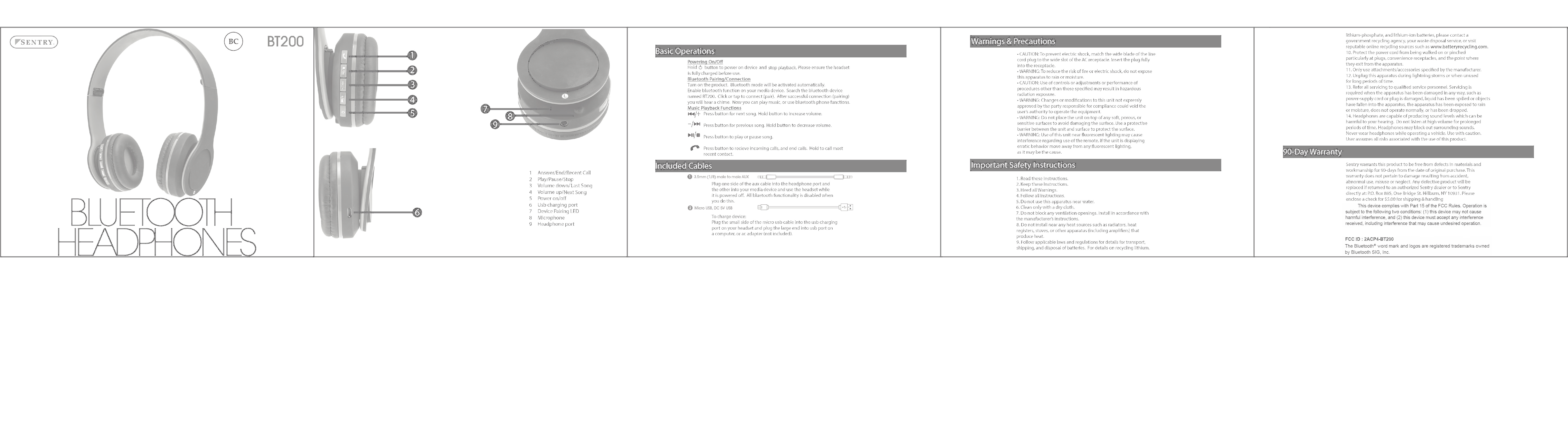 FCC ID 2ACP4-BT200 Users Manual