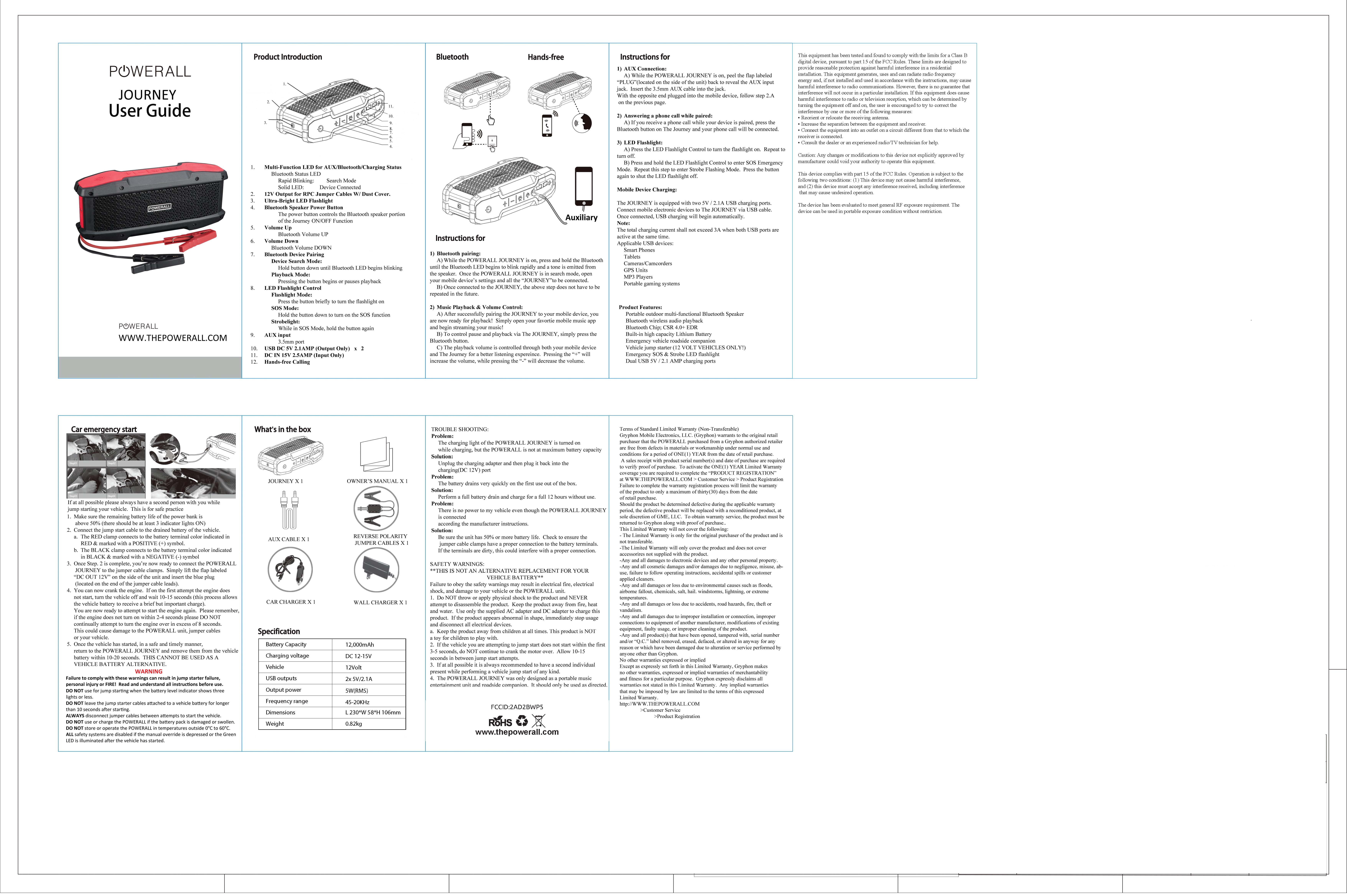 FCC ID 2AD2BWP5 Users Manual