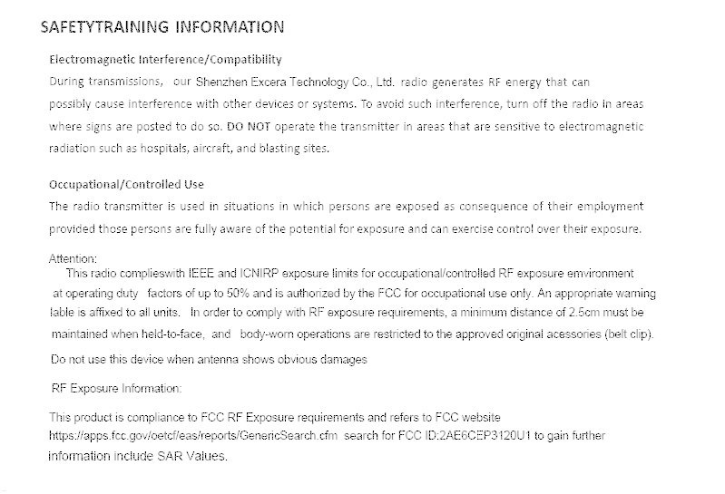 FCC ID 2AE6CEP3120U1 Users Manual