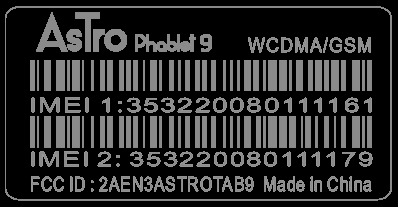 FCC ID 2AEN3ASTROTAB9 ID Label Location Info