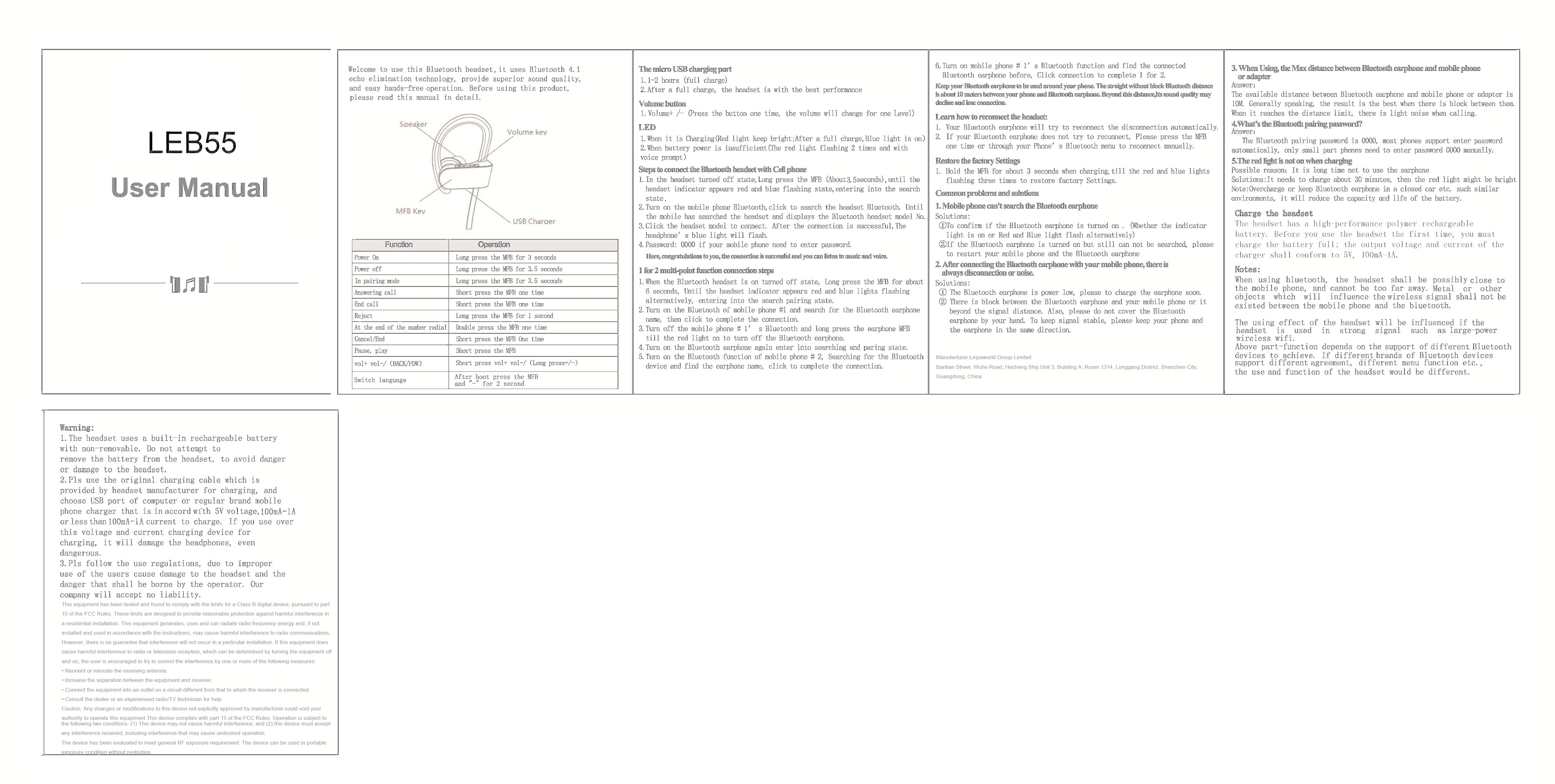 FCC ID 2AF2GLEB55 Users Manual