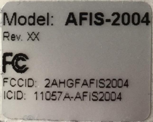 FCC ID 2AHGFAFIS2004 ID Label Location Info
