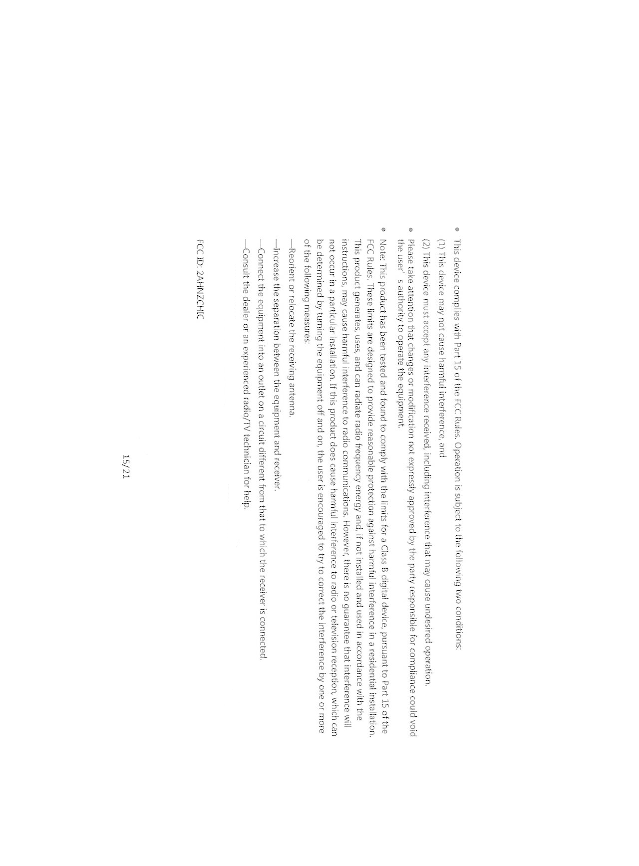 FCC ID 2AHNZCHIC Users Manual