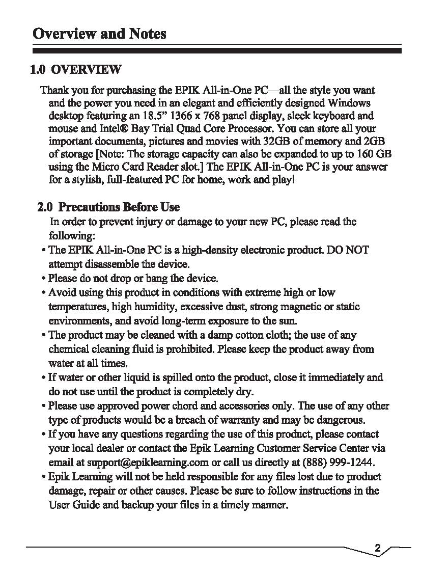 FCC ID 2AI56-ELAIO18501 Users Manual
