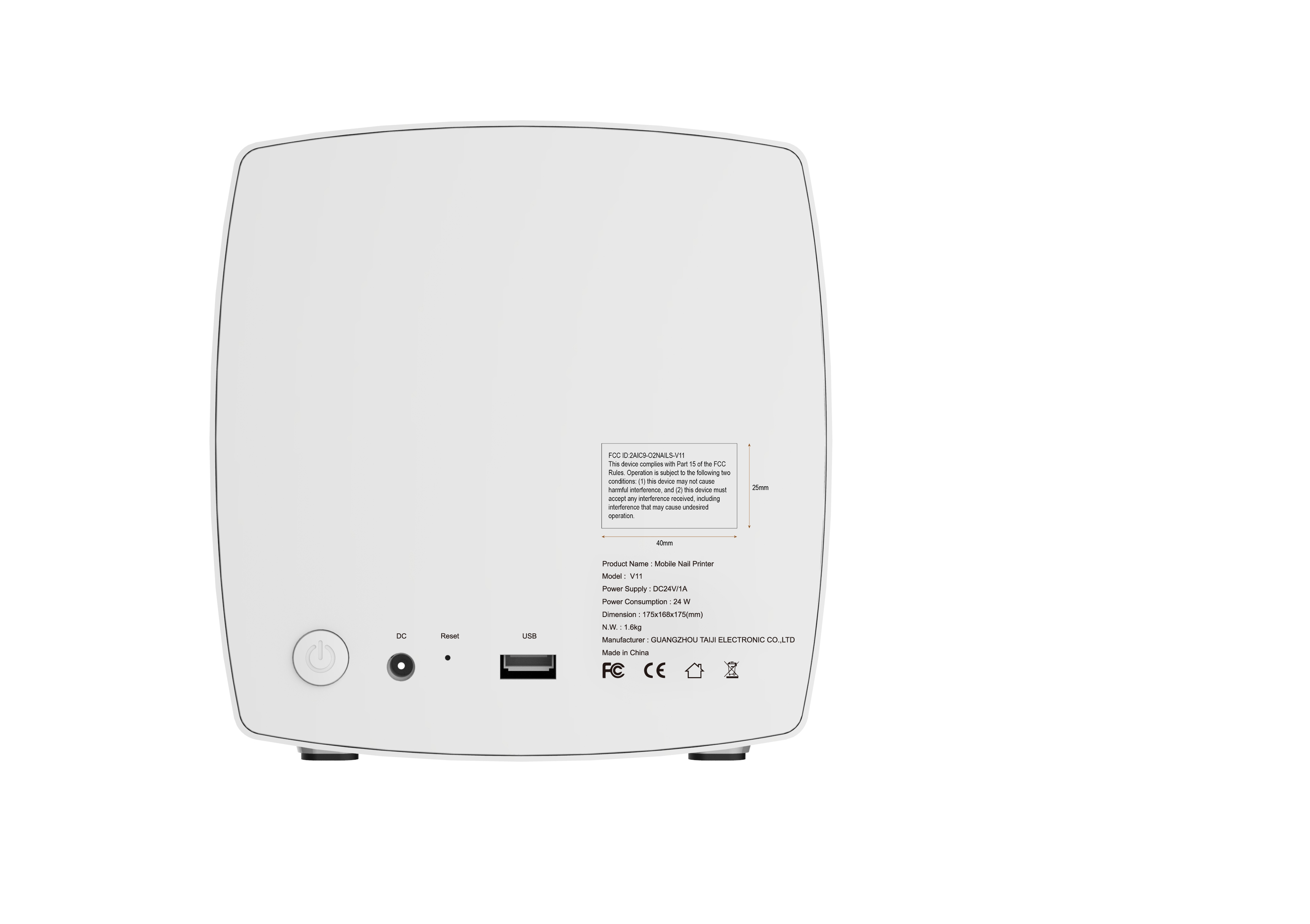 FCC ID 2AIC9-O2NAILS-V11 ID Label Location Info