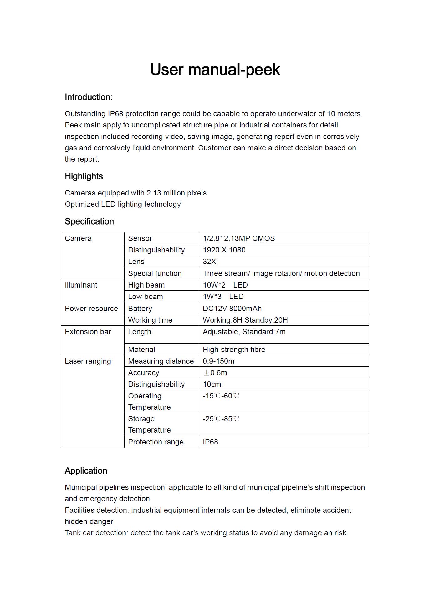FCC ID 2AIPK-PEEK Users Manual