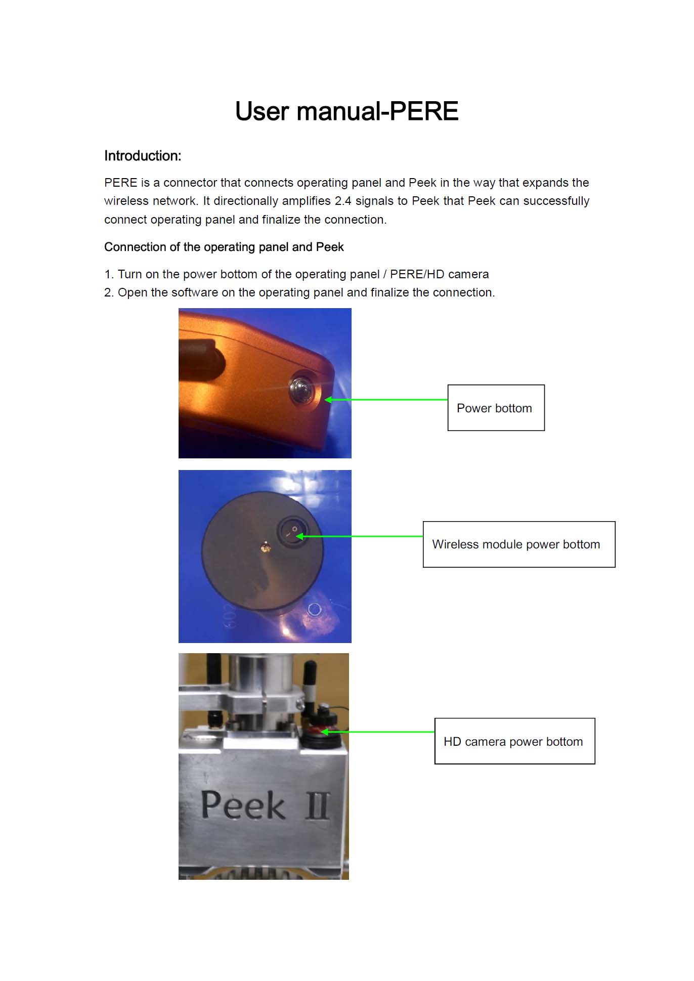 FCC ID 2AIPK-PERE Users Manual