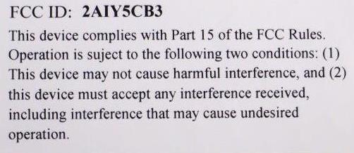 FCC ID 2AIY5CB3 ID Label Location Info