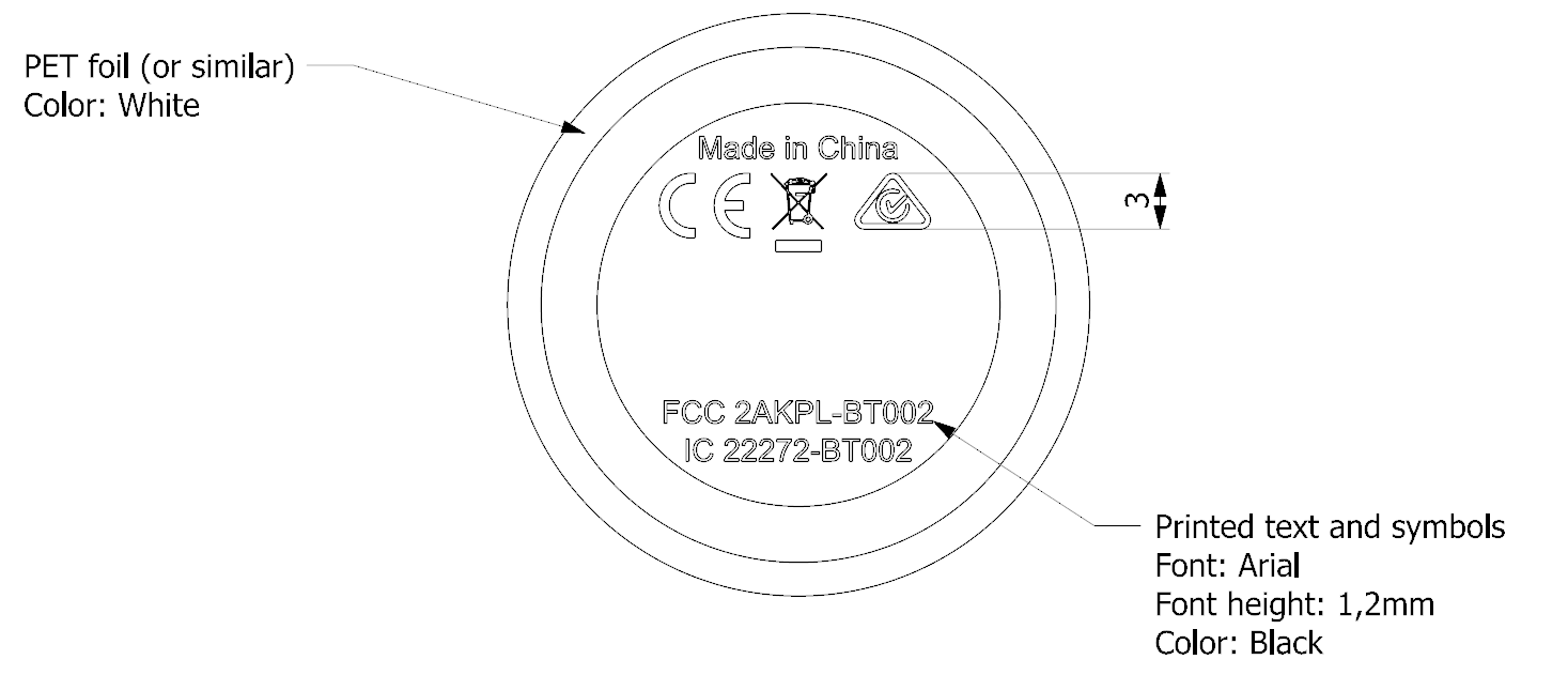 FCC ID 2AKPL-BT002 ID Label Location Info