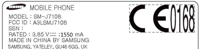 FCC ID A3LSMJ7108 ID Label Location Info
