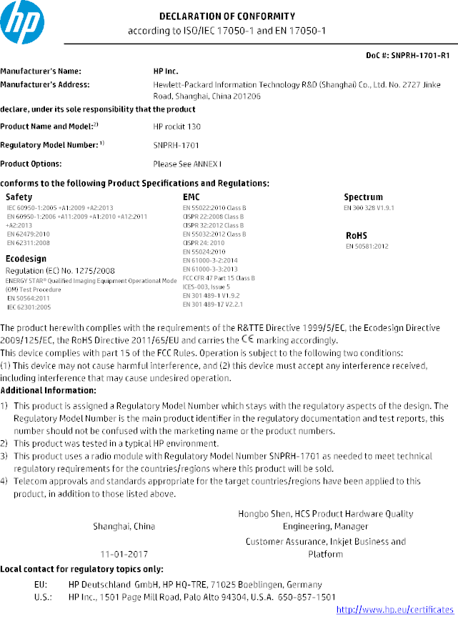 FCC ID B94SNPRH1701 Users Manual