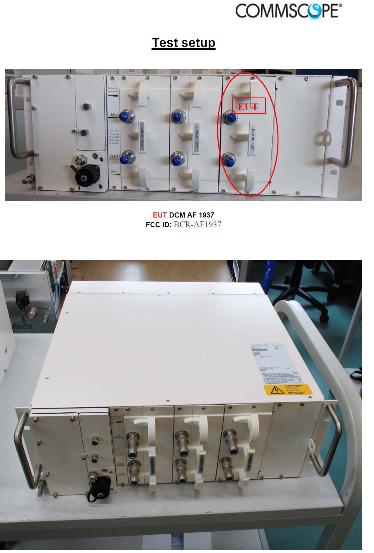 FCC ID BCR-AF1937 Test Setup Photos