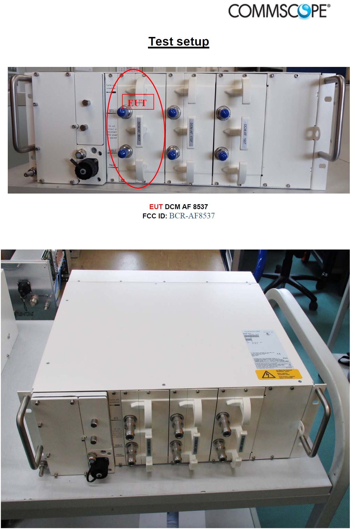 FCC ID BCR-AF8537 Test Setup Photos