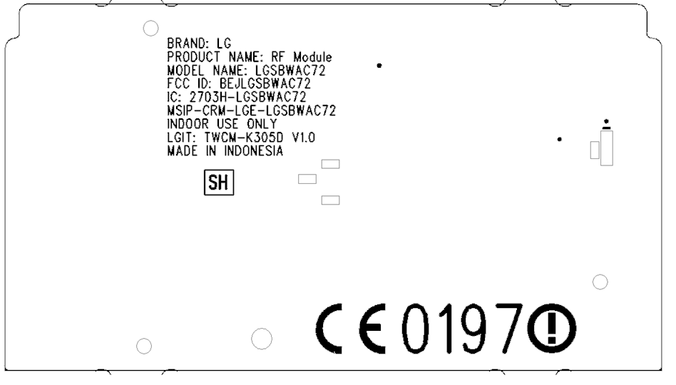 FCC ID BEJLGSBWAC72 ID Label Location Info