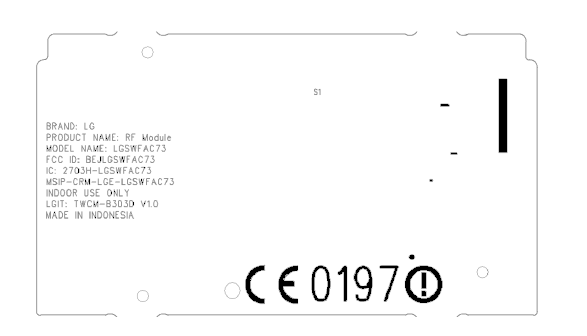 FCC ID BEJLGSWFAC73 ID Label Location Info