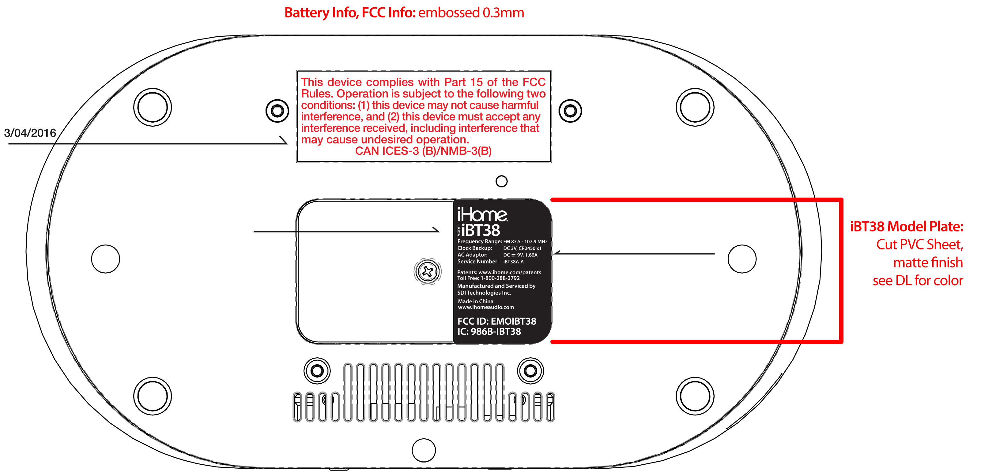 FCC ID EMOIBT38 ID Label Location Info