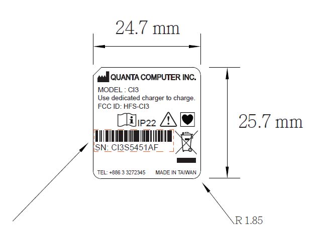 FCC ID HFS-CI3 ID Label Location Info