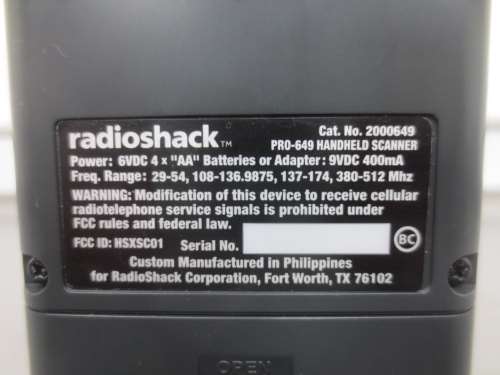 FCC ID HSXSC01 ID Label Location Info
