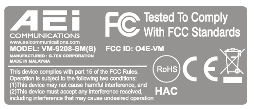 FCC ID O4E-VM ID Label Location Info