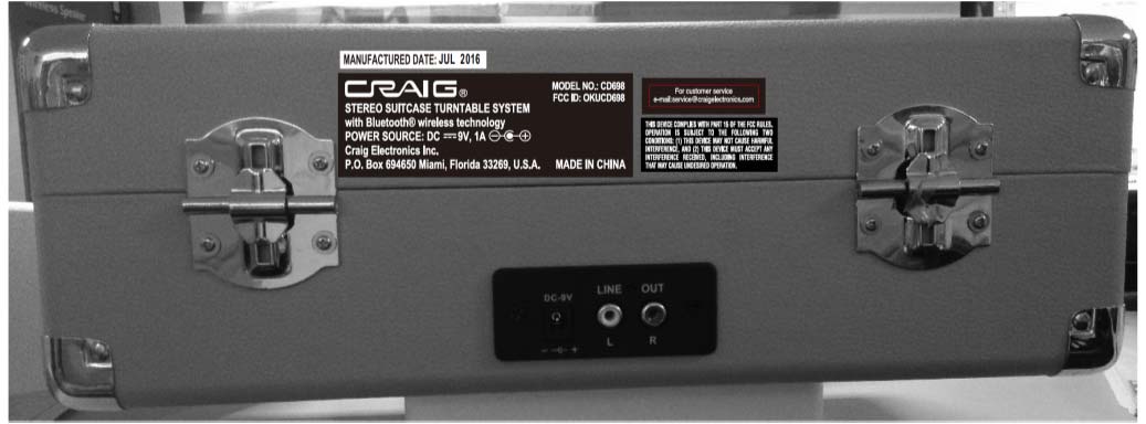 FCC ID OKUCD698 ID Label Location Info