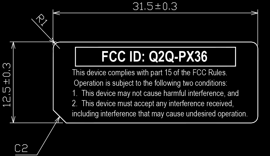 FCC ID Q2Q-PX36 ID Label Location Info