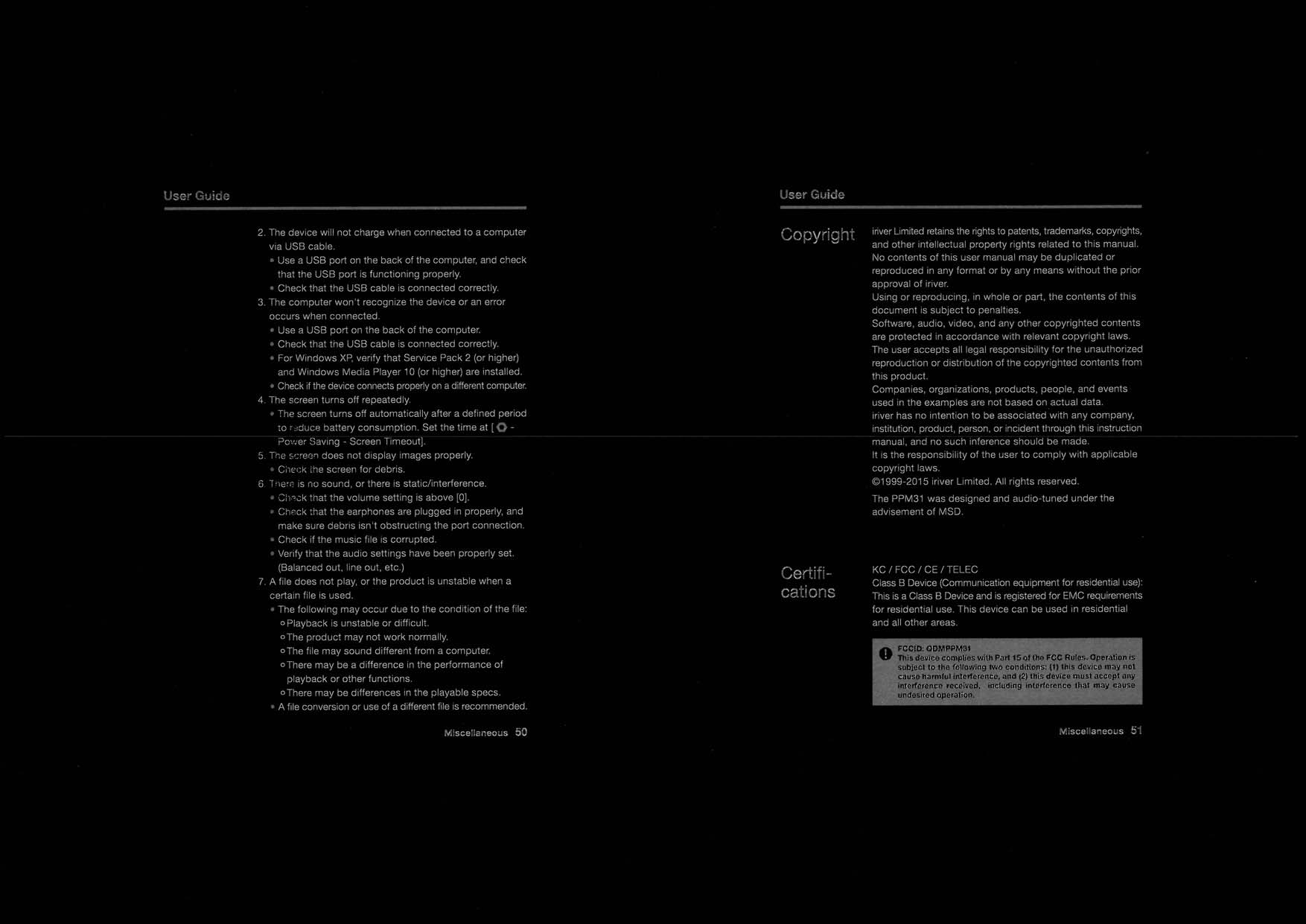 FCC ID QDMPPM31 Users Manual