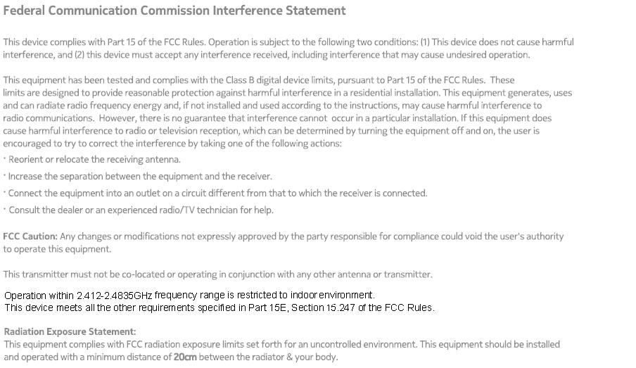 FCC ID QISHG8247HB Users Manual