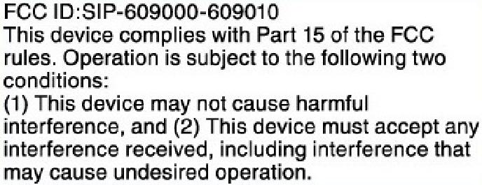 FCC ID SIP-609010 External Photos
