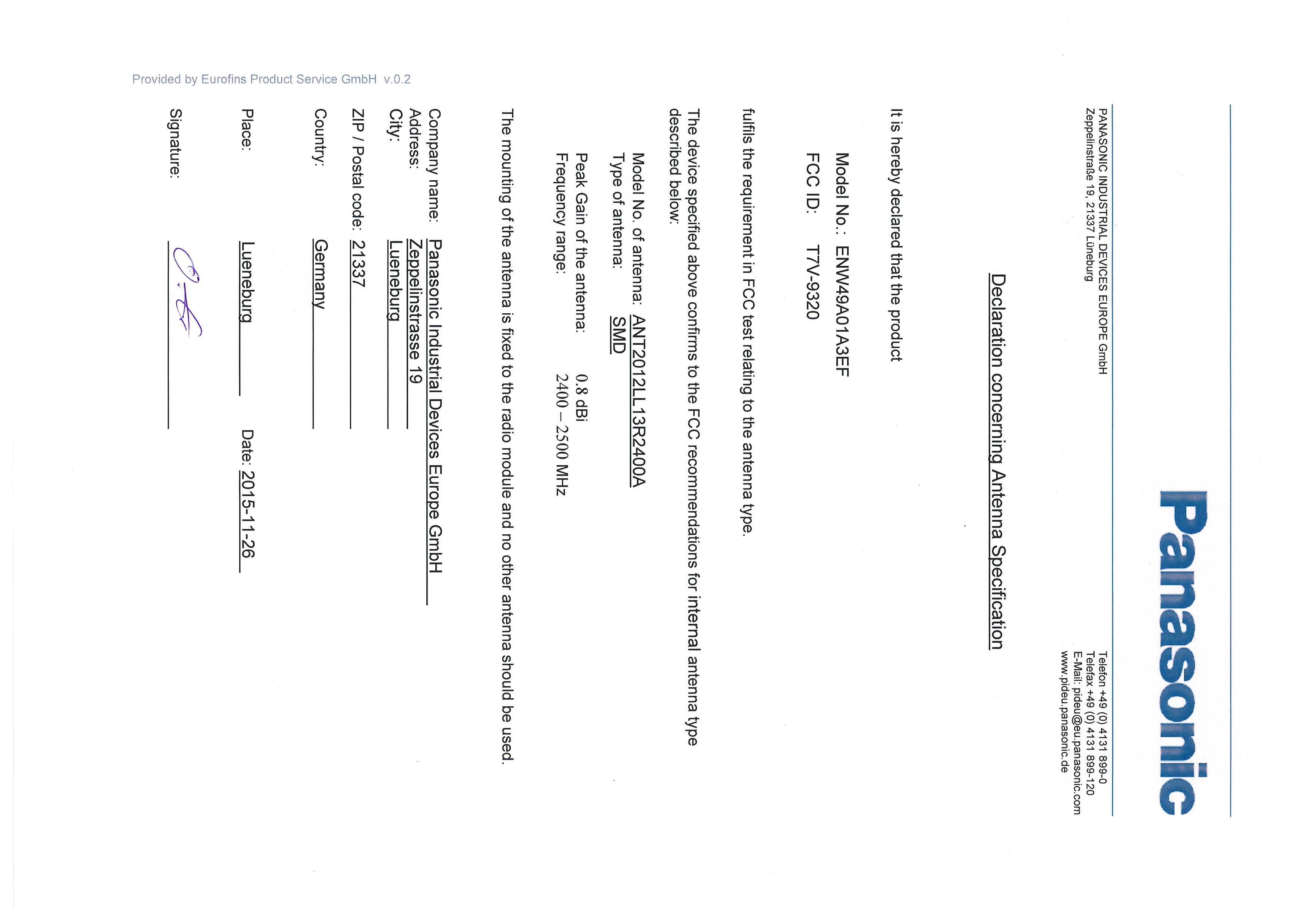 FCC ID T7V-9320 Operational Description