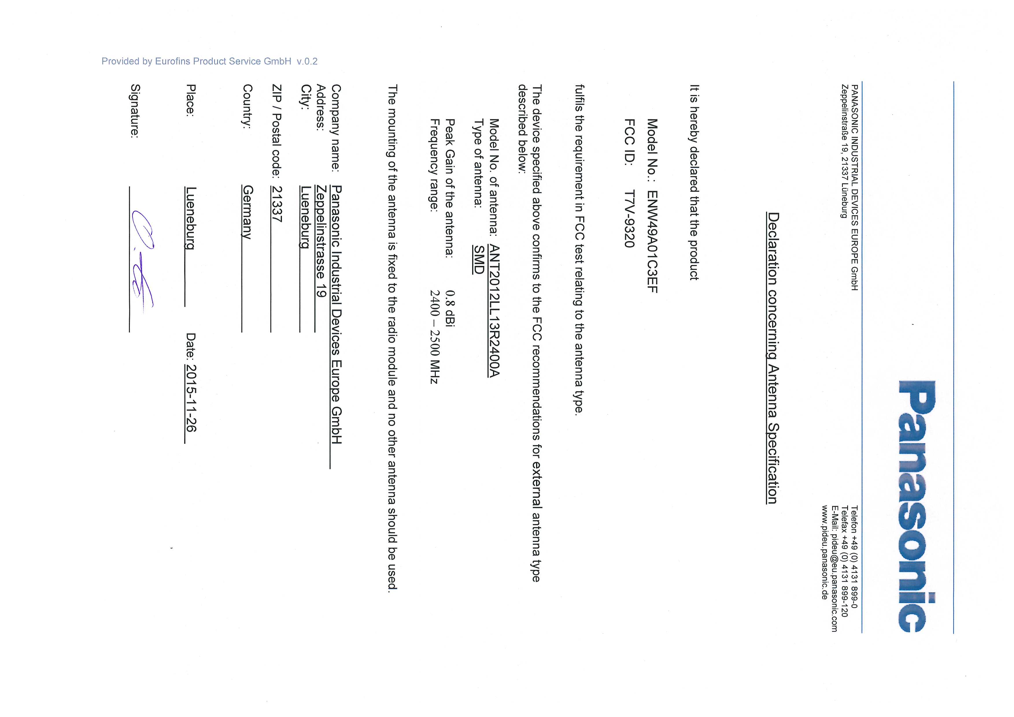 FCC ID T7V-9320 Operational Description