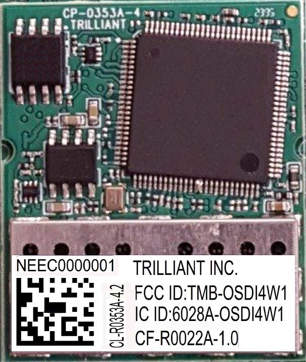 FCC ID TMB-OSDI4W1 ID Label Location Info