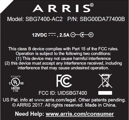 FCC ID UIDSBG7400 ID Label Location Info