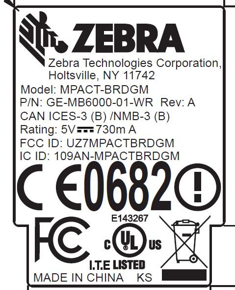 FCC ID UZ7MPACTBRDGM ID Label Location Info