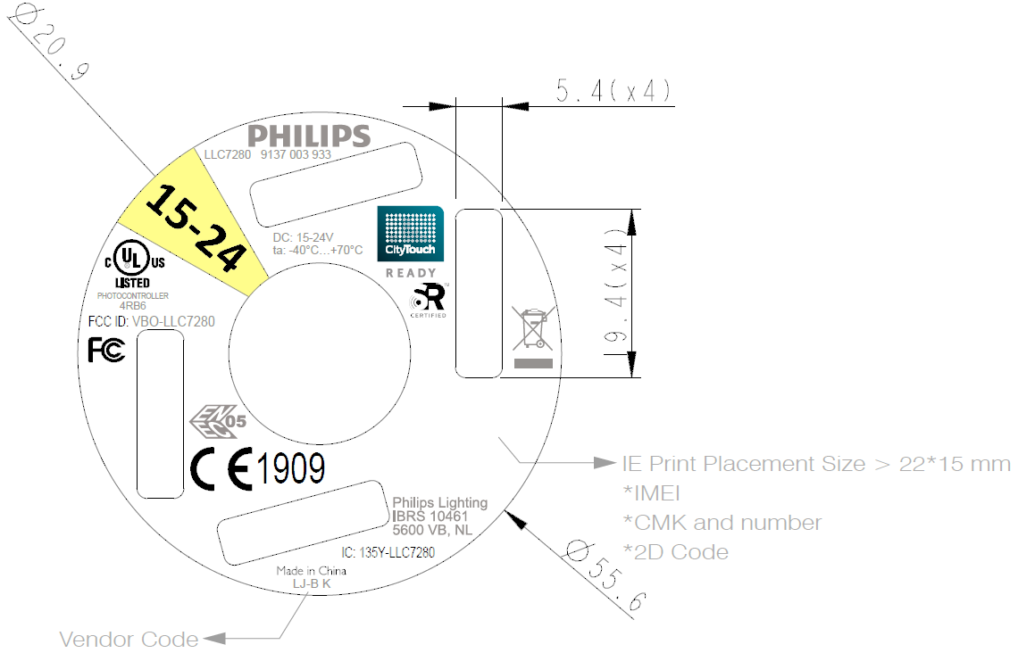FCC ID VBO-LLC7280 ID Label Location Info