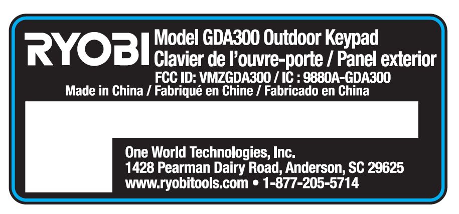 FCC ID VMZGDA300 ID Label Location Info