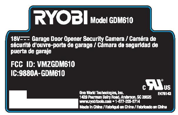 FCC ID VMZGDM610 ID Label Location Info