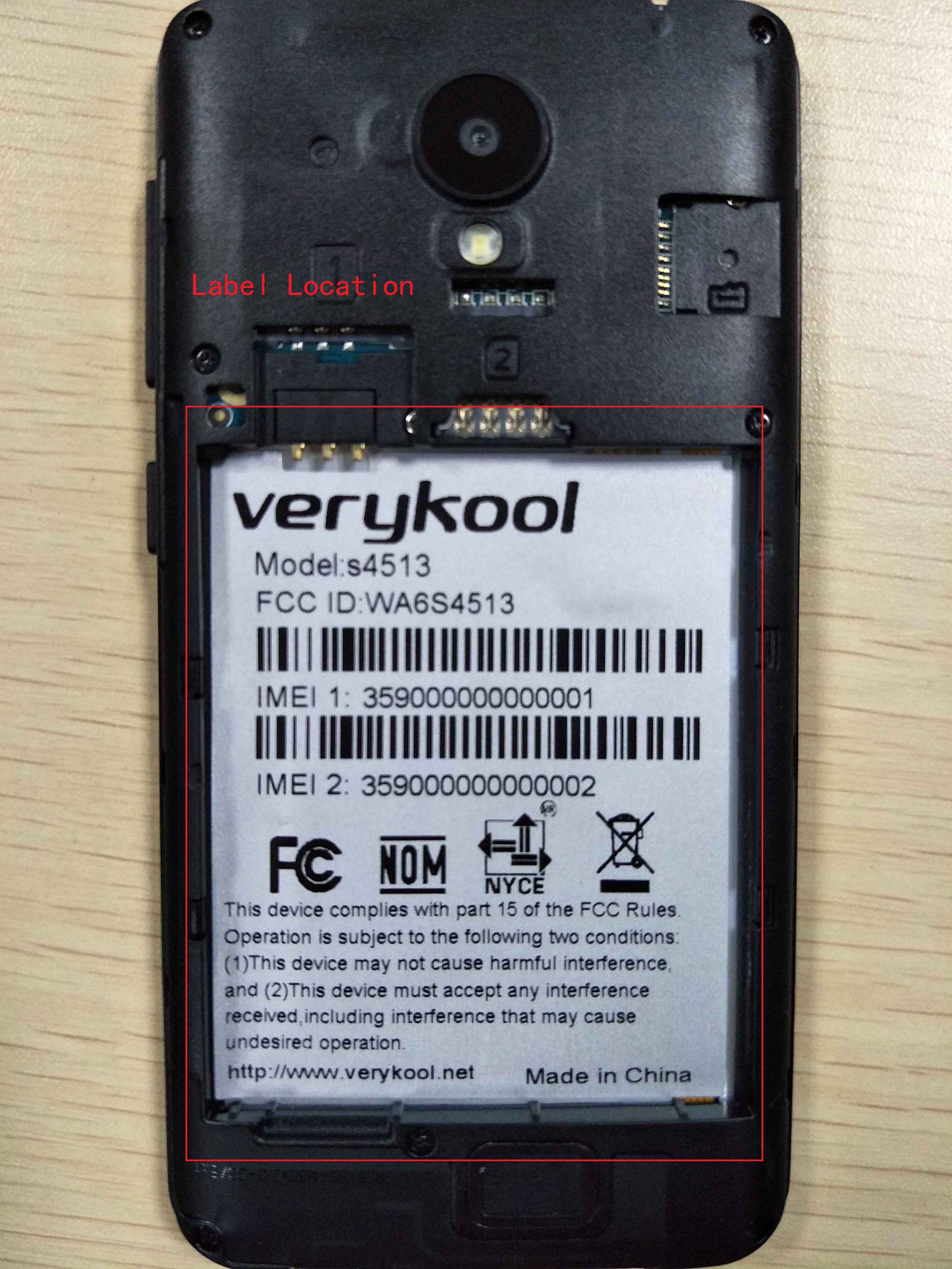 FCC ID WA6S4513 ID Label Location Info