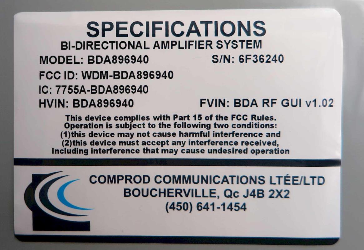 FCC ID WDM-BDA896940 Users Manual