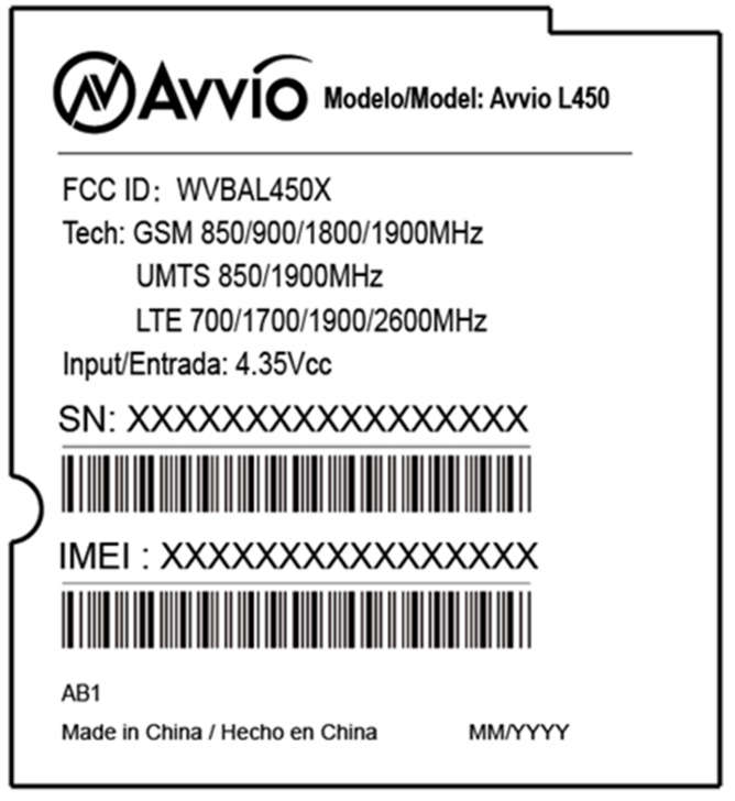 FCC ID WVBAL450X ID Label Location Info