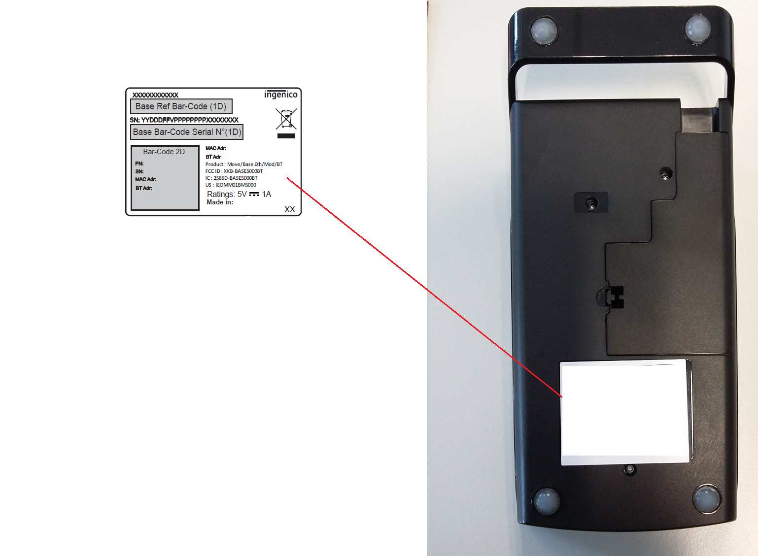 FCC ID XKB-BASE5000BT ID Label Location Info