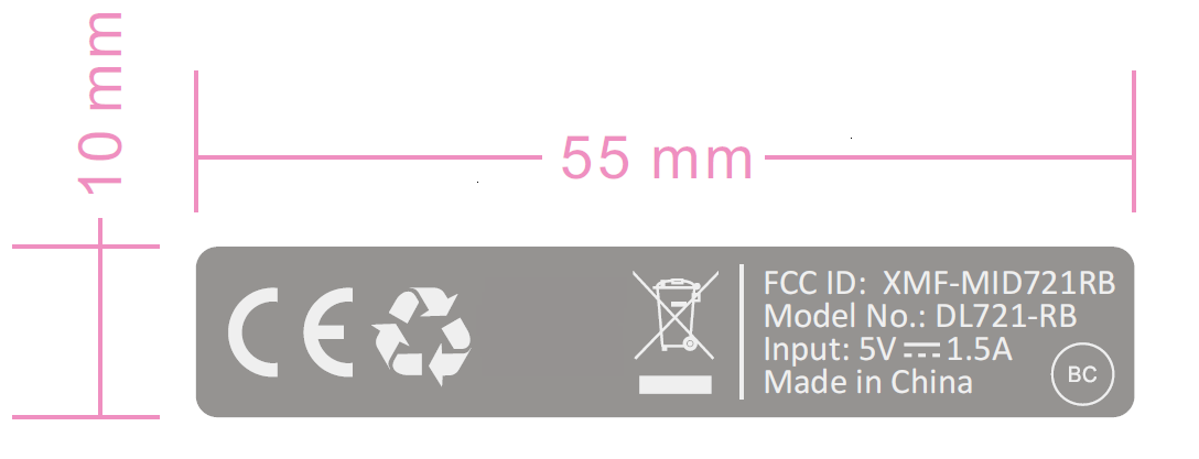 FCC ID XMF-MID721RB ID Label Location Info
