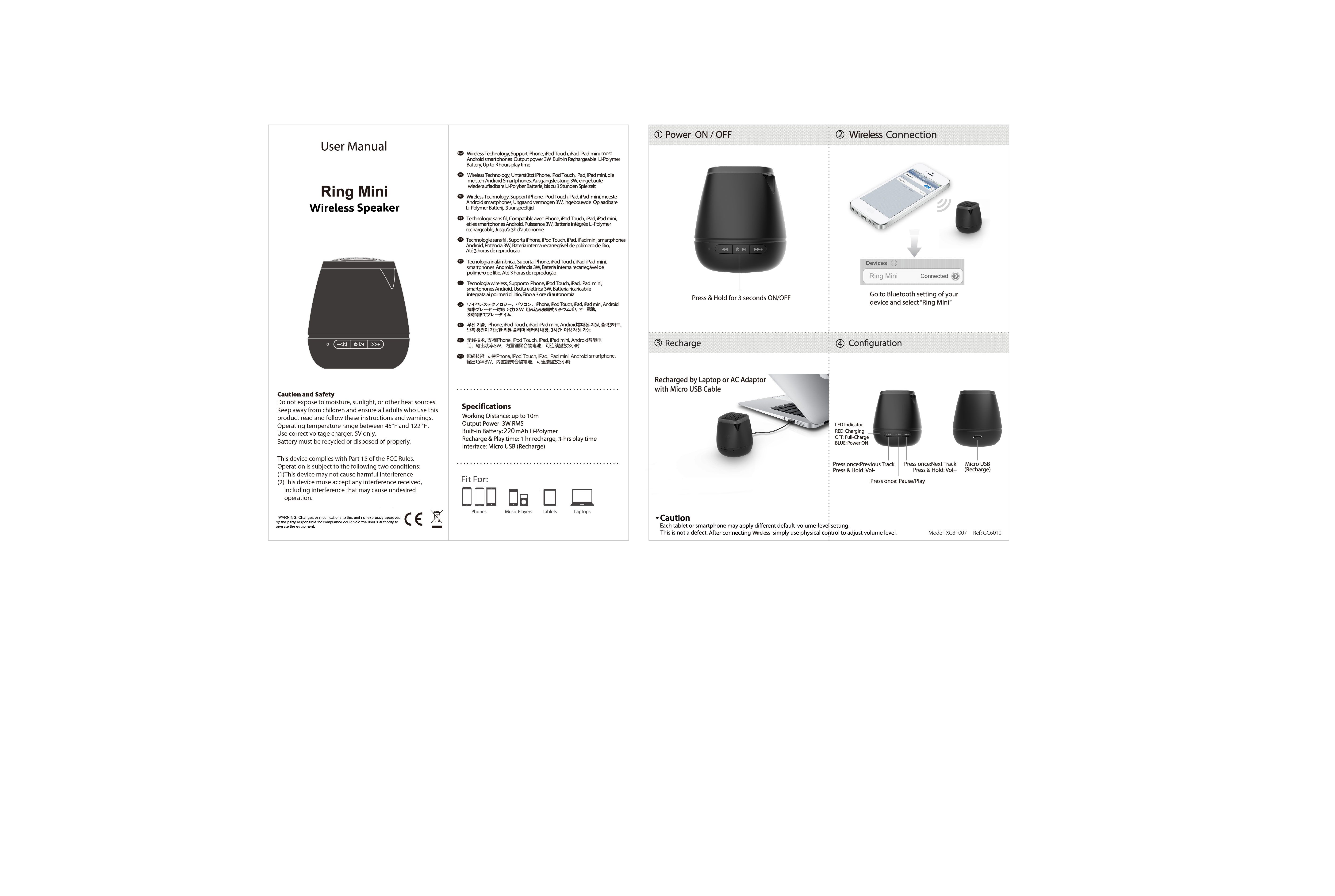FCC ID YOAXG31007 Users Manual