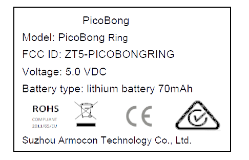 FCC ID ZT5-PICOBONGRING Users Manual