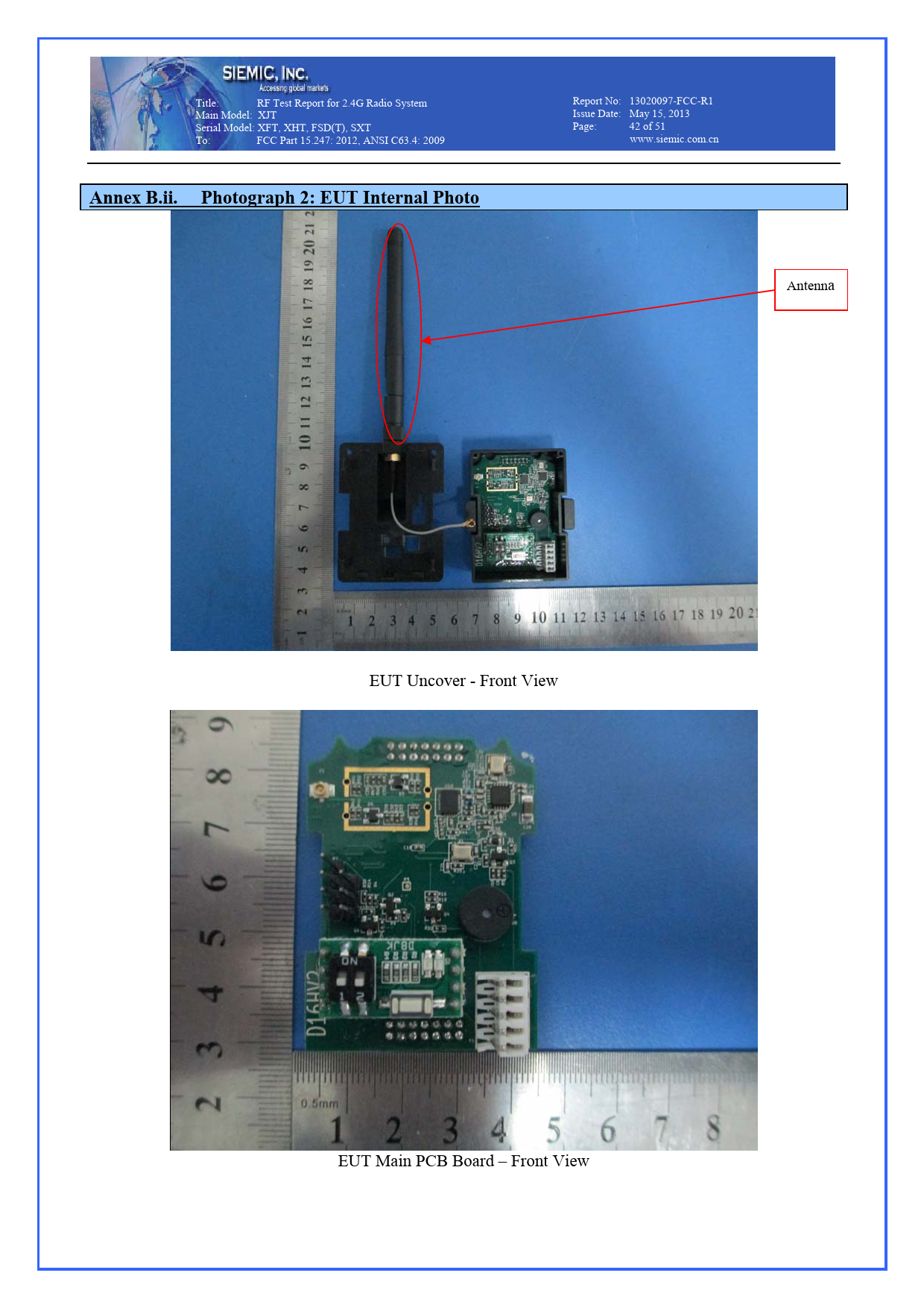 W2409T 2.4G Radio System Teardown Internal Photos 13020097-FCC-R1-15. ...