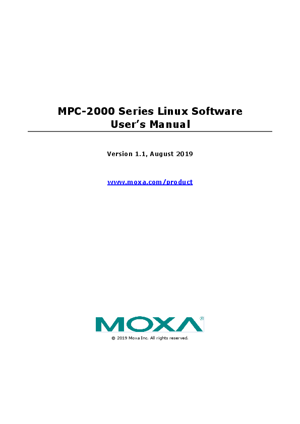 First page of MPC-2000 Series Linux Software User's Manual - Moxa